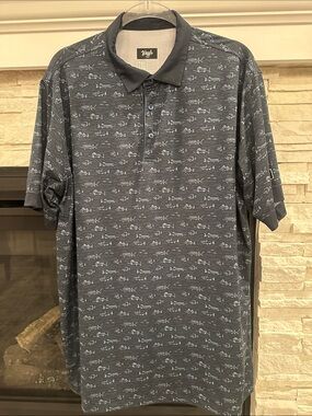 Waggle Men's Navy Patterned Polo Shirt - XXL